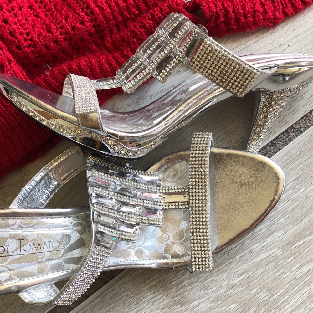 Silver high heels size 10